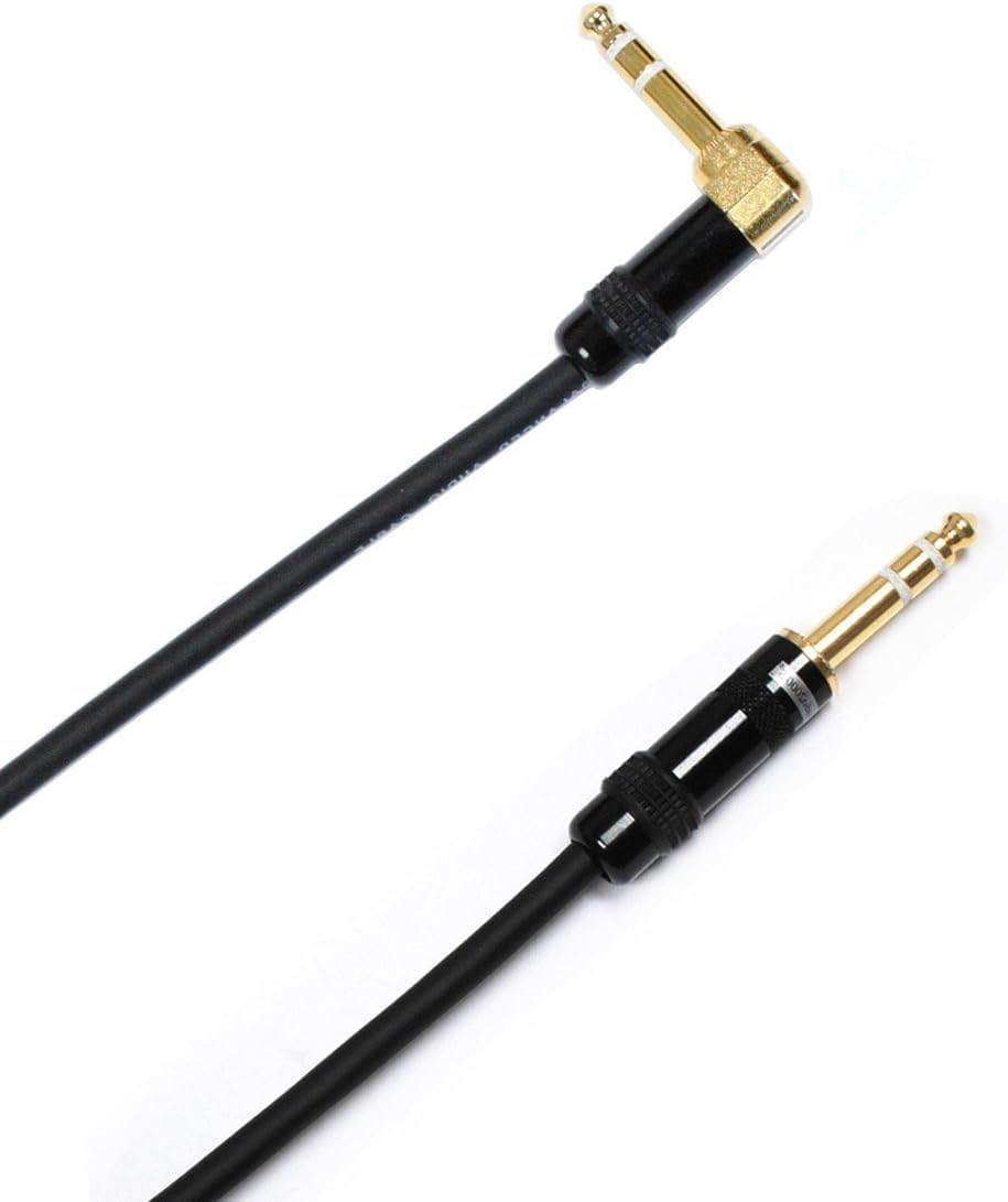 Audio2000'S C26006P2 Two-Pack 6-Feet Gold-Plated 1/4-Inch TRS Right Angle to Gold-Plated 1/4-Inch TRS Straight Audio/Patch/Stage/Recoding Cables (Total Two 6-Feet Cables)