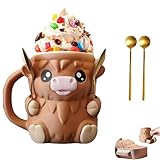 Kuh-Design Eisbecher-Halter mit Löffelhalterung – Isolierter 473-ml-Pint-Halter für EIS, Smoothies & Getränkedosen, mit verstecktem Fach & praktischem Griff – Geschenkidee für Tierfreunde & Genießer