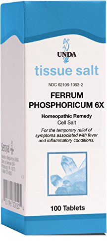 UNDA Ferrum Phosphoricum 6X | Homeopathic Remedy Supports Temporary Relief of Symptoms Associated with Fever and Minor Inflamatory Conditions | 100 Tablets