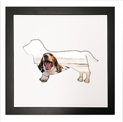 CountryArtHouse Basset Hound Photo Mat With Frame - I Love My Basset Hound Solid Wood Picture Frame - Dog Frame