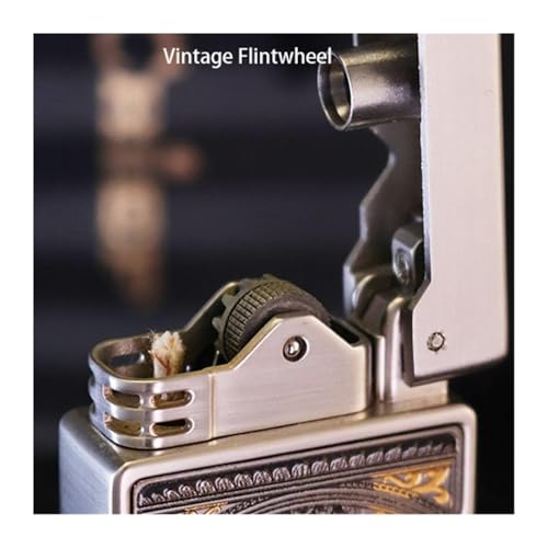 Encendedor de queroseno vintage con rueda de molienda miniatura 4
