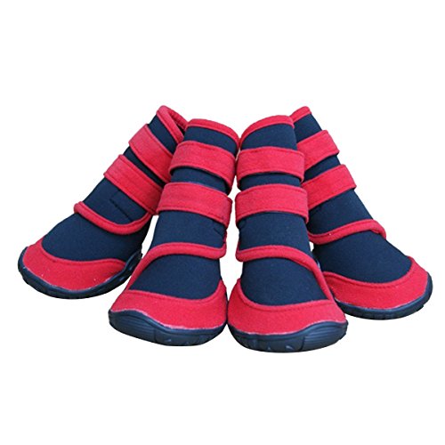 Adorrable Anti Slip Dog Shoes Waterproof Winter Warm Small Medium Large Pet Rainboots, Red, Medium