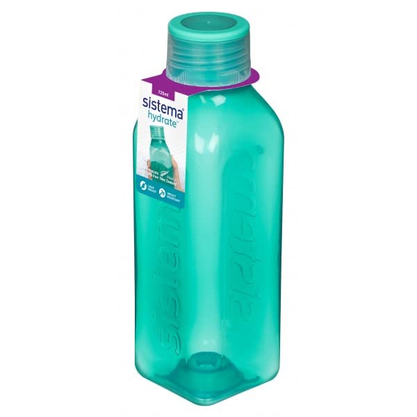Sistema 6 Stück 880 Hydate Square Bottle, 725ml - Mint/Blau/Lila