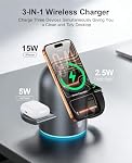 3 in 1 Charging Station Compatible with Mag-Safe Charger Stand for iPhone 17 16 15 14 13 12, Wireless Charging Station for AirPods, Wireless Charger for iWatch Series