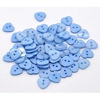 100 bottoni in resina a forma di cuore, 11 x 12 mm. Per lavori a maglia, creazione di biglietti e scrapbook, plastica, Cyan, 12 mm
