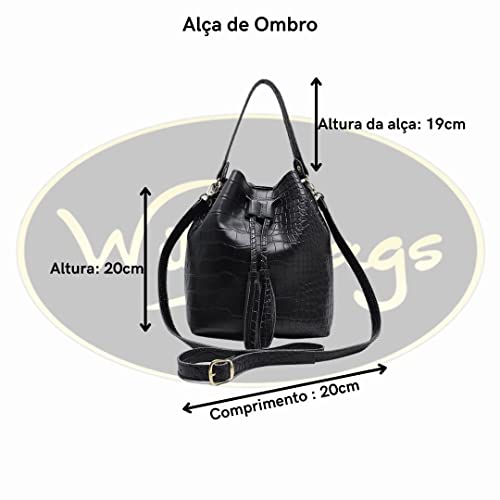 Bolsa Saco Feminina Alça Removível Linda Willibags (Preta)