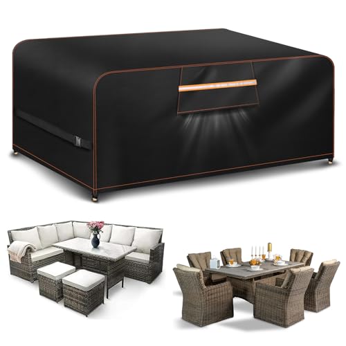 Aoretic Outdoor Garden Furniture Covers Waterproof Rectangular with Air Vent Garden Table Cover...