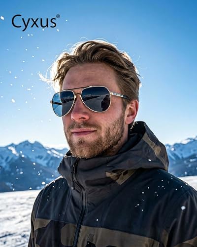 Image of Cyxus Classic Aviator Sunglasses Polarized 100% UV Protection Men Spring Temples Driving 1048