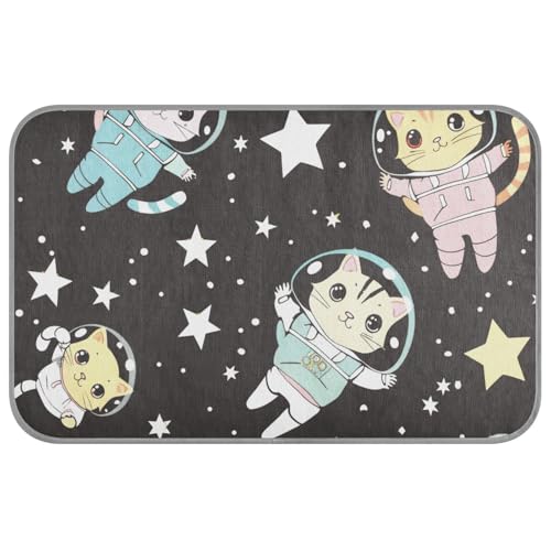 EtherSpher Colorful Cartoon Cute Kitten Astronaut Summer Gel Cooling pad Self Cooling cat Bed for Outdoor for Kitten Outside cat Washable Manta Fria para Perros M