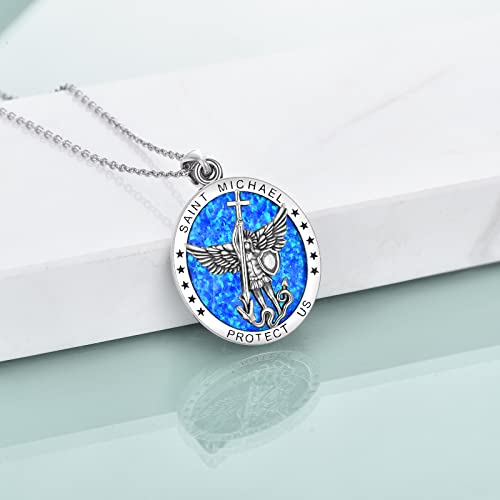 YFN Sterling Silver St Michael/St Christopher/Jesus/Virgin Mary Necklace for Men Women Catholic/Protector/Talisman Michael Archangel Medal Necklace Jewelry 18+2"2