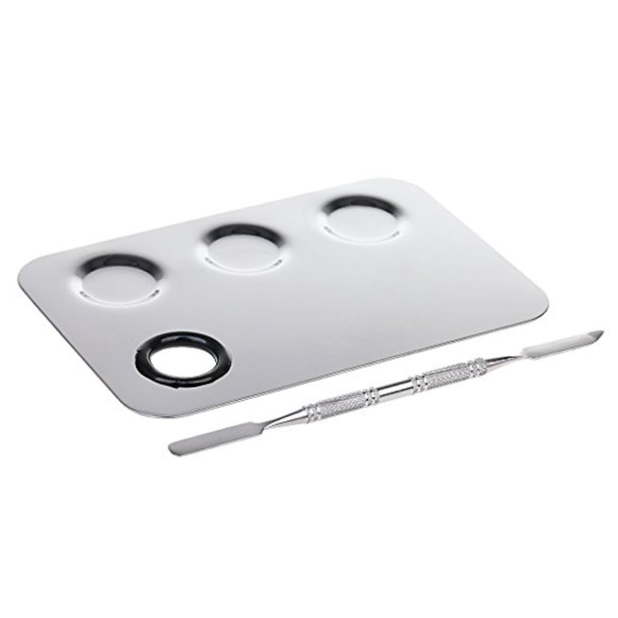 DOITOOL Stainless Steel Makeup Mixing Palette Spatula for Foundation Lipstick and Concealers Travel-friendly Cosmetic Tool for Blending and Mixing(Silver,Medium)