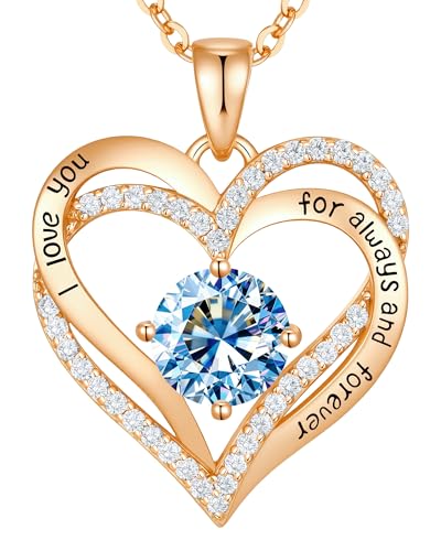 Image of CDE S925 Birthstone Heart Pendant Necklaces Jewelry Gifts for Wife