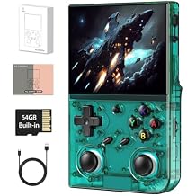GiipGoop RG35XX Pro Handheld Game Consoles RG35XXPro Retro Gaming Console with 64GB Card 4353 Games Video Game Console Pocket Arcade Support 30+ Simulators WiFi Bluetooth HD Output Transparent Teal