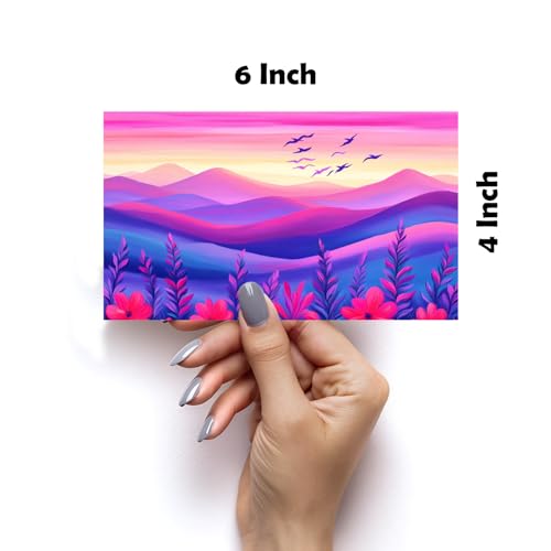 Image of SiddArtify Floral Landscape Wall Art Prints Set - Colorful Nature Poster Decor for Living Room Bedroom Office - Set of 2-4x6 Inch - Board (Pack of 6) - Sticker (Pack of 6)