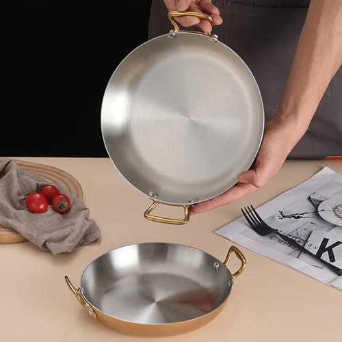 Stainless Steel Oval Paella Pan - Nonstick Seafood & Lobster Frying Pan with Dual Handles, Dishwasher Safe Cookware for Home Cooking & Kitchen Essentials