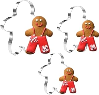 Crethink Gingerbread Man Cookie Cutter Set,3Pieces Stainless Steel Biscuit Cutter for Christmas Decoration