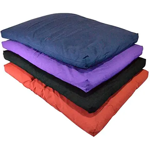 YogaAccessories Cotton Zabuton Meditation Cushion - Black Cover