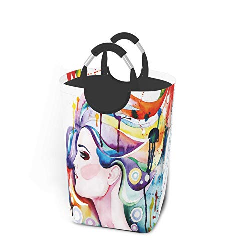 Wäschesack,Art Grunge junge Frau drucken,Großer faltbarer Wäschekorb,zusammenklappbarer Wäschekorb,zusammenklappbarer Waschvorratsbehälter