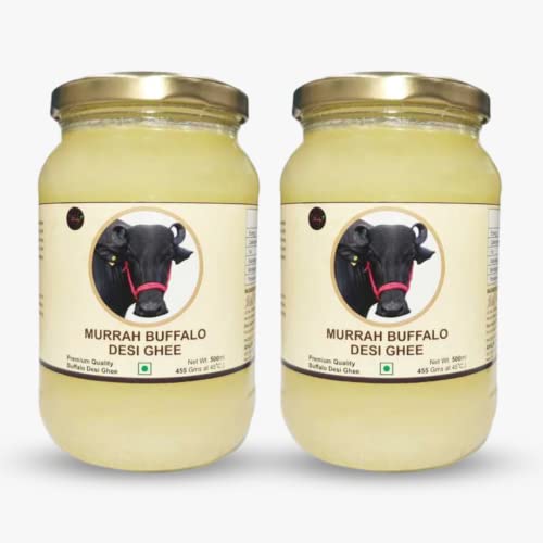 Image of SHAHJI Premium Murrah Buffalo Desi Ghee 500Ml (Pack Of 2) Glass Jar|Made With Bilona Method & Noni Ghee From Grass-Fed Buffalo Milk|Bone Health & Digestion With Lab-Tested|Maa Ke Hath Ka Ghee