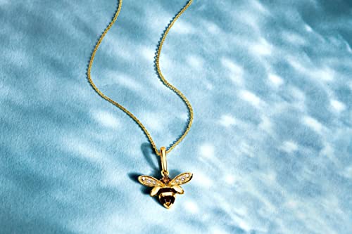 1/10 Carat White And Chocolate Diamond And Enamel Honey Bee Pendant Necklace For Women In 14K Yellow Gold (Brown, Cttw) On 18 Inch Long Chain By Levian #TOP4