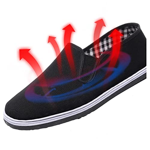 Traditional Kung Fu Tai Chi Shoe, Casual Chinese Traditional Slip-On Old Beijing Cloth Canvas Shoes for Mens, Breathable Black Rubber Sole, Adapting to Your Daily Activities Around House4