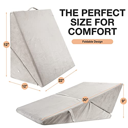 Hunaq Bed Wedge Pillow, Adjustable Folding Incline Cushion For After Surgery, Acid Reflux, Reading In Bed, Back Or Knee Support,Triangle Wedge Pillows Velvet Cover #TOP7