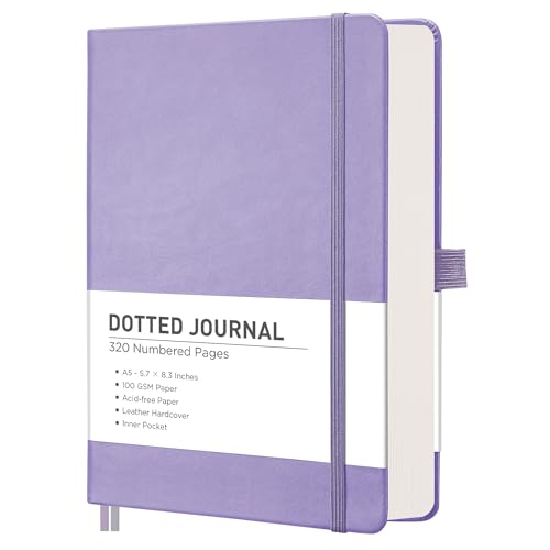 Carnet A5 grille pointillée RETTACY violet avec pages numérotées et poche intérieure