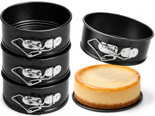 BakeMviert 4 Inches Mini Springform Pan 4-Pack Nonstick Cake Mold Set