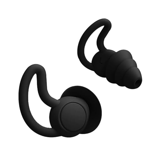 Bouchons d'oreille Piscine, Bouchons d'oreille en Silicone Souple Adultes Réutilisables et Imperméables (noir, standard)