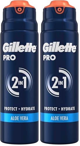 Gillette Gel A Raser Pro, Mousse Soin Barbe Homme Conçu Pour Apaiser La Peau Sensible, Formule Hydratante, 200ml (Lot de 2)