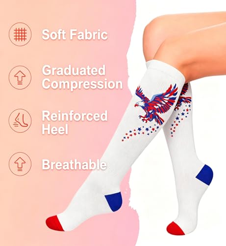Image of 4 Pairs Compression Socks for Women Circulation-Best Support for Nurses,Running,Athletic,Travel