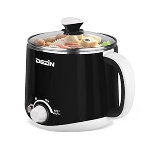 Dezin Hot Pot Electric, Rapid Noodles Cooker, Stainless Steel Electric Pot 1.6 Liter, Perfect for Ramen, Egg, Pasta, Dumpling, Soup, Porridge, Oatmeal with Temperature Control and Keep Warm Function