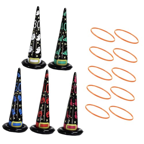 SUPVOX Inflatable Witch Hat Ring Toss Game Halloween Accessories for Boys and Girls Outdoor Party Supplies