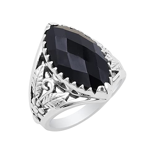 Bague Onyx pour homme en argent véritable et style bohème