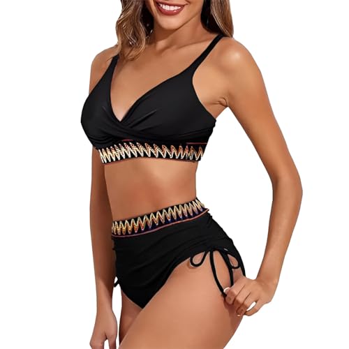 Bikini Transbronzant Femme Maillot de Bain Grossesse 2 Pièces Taille Haute
