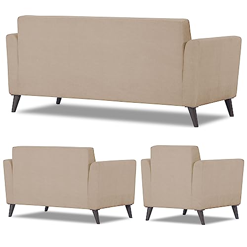 Image of Adorn India Dannis 3+2+1 6 Seater Sofa Set (Beige) (3 Year Warranty)