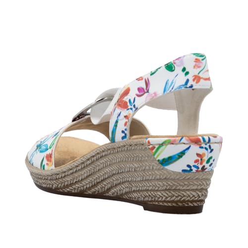 Image of Rieker 624H6 Fanni Women's Wedge Sandals - Lightweight, Comfortable and Supportive - Slip On Sandals with Cushioned Insole and High Wedge for Everyday Stylish Wear