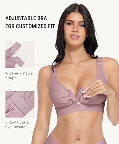 Image of FeelinGirl Post Surgery Compression Bra for Women's Front Closure Bra with Adjustable Straps Wirefree
