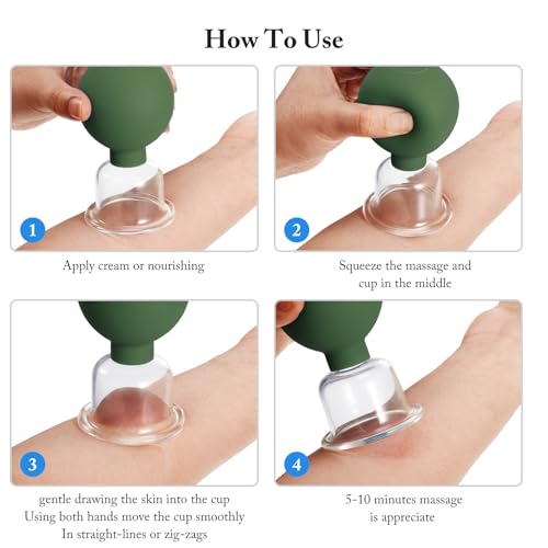 Image of BBTO 4 Pcs Glass Facial Cupping Set Silicone Vacuum Suction Massage Cups Skin Tightening Therapy for Face Body Eyes Back Shoulder Pain(Minimalist)