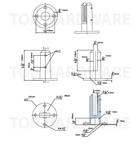 Stainless Steel 2205 Grade Round Frameless Swimming Pool Windscreen Glass Clamp Railing Spigot For 3/8"-3/4" Glass, Brush Finish (Rdms160Rs) #TOP3