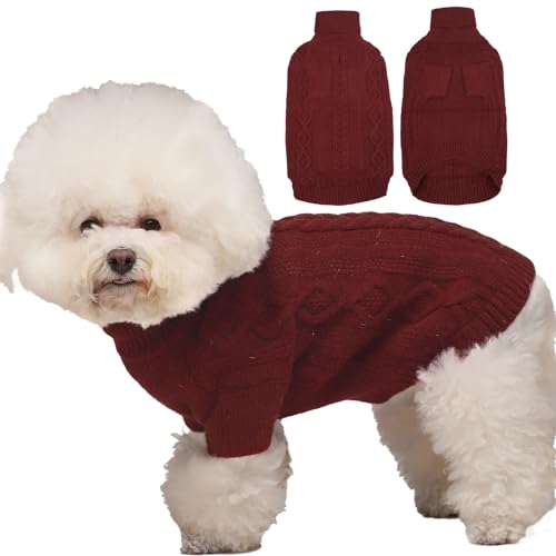 IKIPUKO Maglioni per cani di taglia grande, maglione maglione a collo alto vestiti spessi, maglione natalizio invernale caldo per ragazzi e ragazze, cappotti per cani freddi (rosso, L)