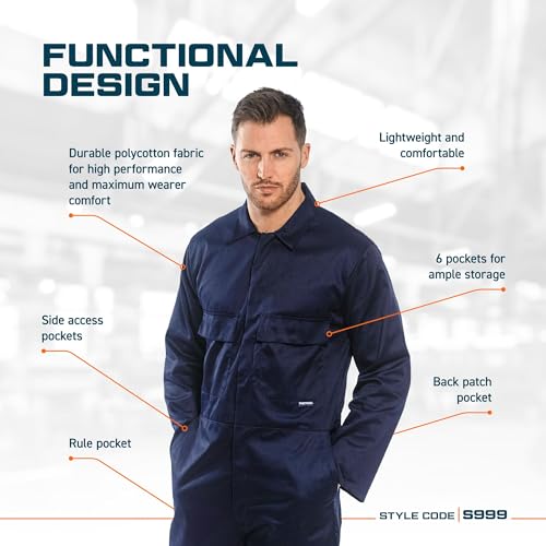 Portwest Euro-Arbeitsoverall aus Polyester-Baumwolle, Größe: M, Farbe: Blau Navy, S999NARM