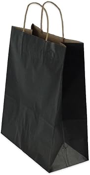 Büküm Saplı Kraft Kağıt Karton Hediyelik Çanta Poşet Torba - Siyah - 25x31 Cm. - 25 Adetlik 4 Paket
