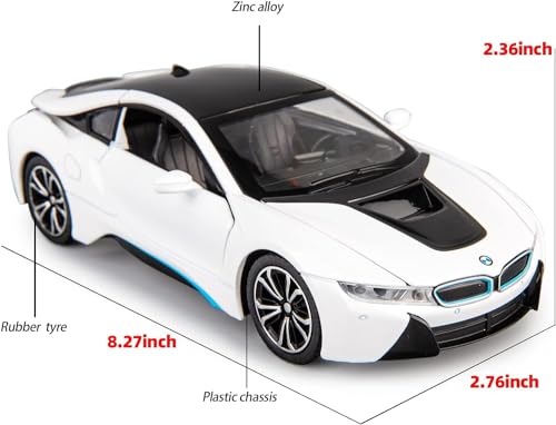 Image of Invite Enterprise 1:24 Diecast Model Alloy BMW I8 Metal Pull Back Car With Sound & Light, 4 Openable Doors, Toy Car For Kids Gift [B M W I8-Black]