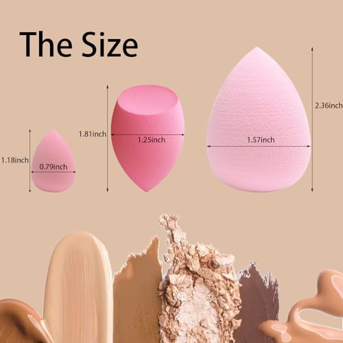 GFOUNS 21 pcs Makeup Sponge Bulk:Makeup Sponges 21 Pcs for Liquid, Cream, and Powder, Multi-colored Pink make up sponges for foundation