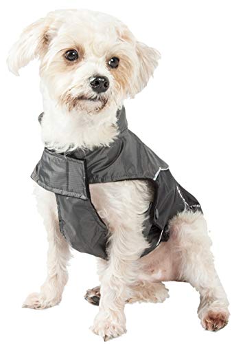 Touchdog 'Subzero-Storm' Waterproof 3M Reflective Pet Dog Coat Jacket With Heavy-Duty Velcro W/ Blackshark Technology, Large, Black, Grey #TOP1