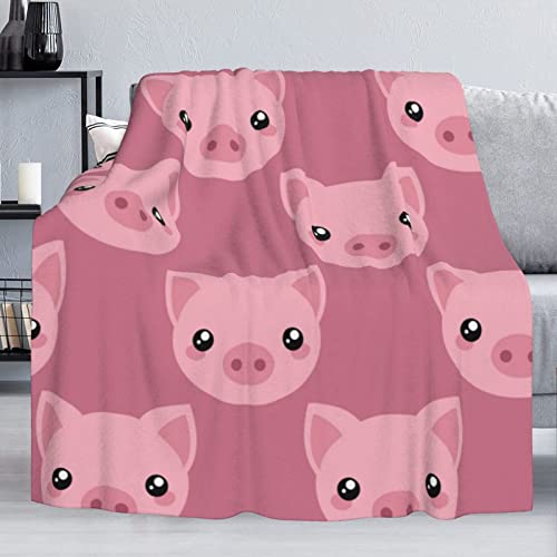 Delerain Flannel Blanket Cute Cartoon Pig Lightweight Cozy Bed Blanket Soft Throw Blanket Fits Couch Sofa Suitable For All Season 60"X80" For Kids Women Men #TOP2