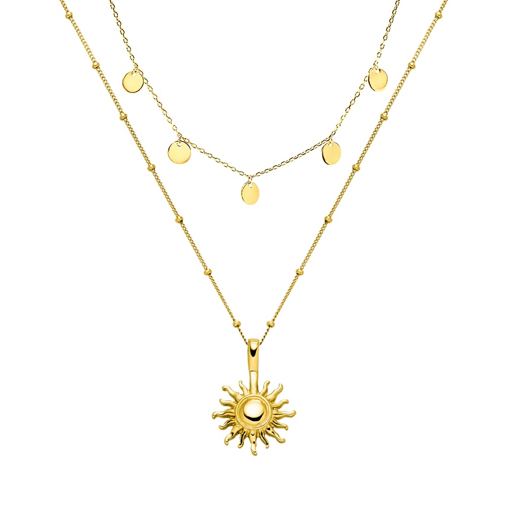 Purelei Kailua Ketten-Set – 2-teiliges Schmuckset mit Sun Kette und Kalea Kette – Edelstahl, wasserfest, verstellbare Längen 40–55 cm – Gold/Silber/Roségold