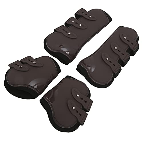 Botas de Caballo para Patas Delanteras Y Traseras, 4 Piezas PU Caballos Tendon Fetlock Brace Guard Boots, Envolturas Protectoras para Patas de Caballo para Montar, Absorción de Impactos, Saltos(L) Cover