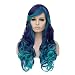 OYIXU Blue Ombre Highlights 75cm 29.5" Lolita Halloween Cosplay Hair Party Curly Long Wig